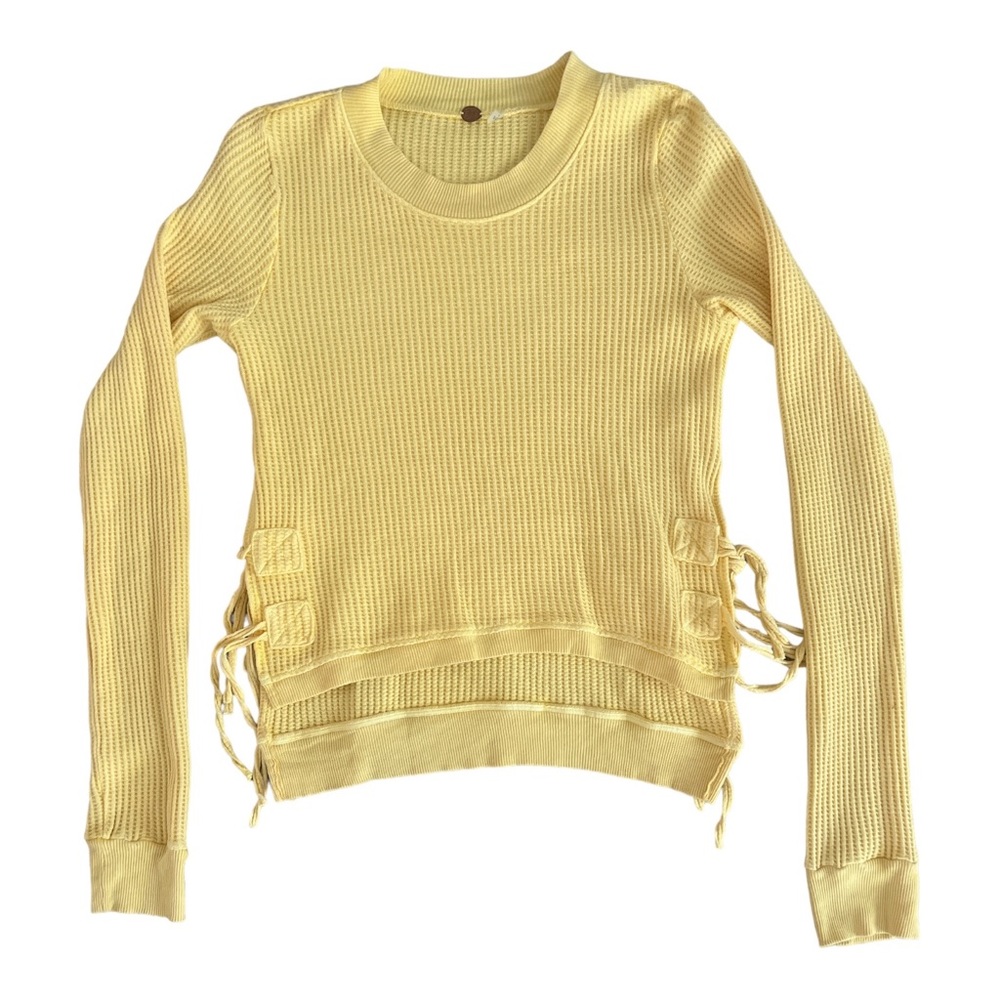 Free People Fp One Cropped Interlaken Side Ties Thermal Top